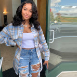 Plus Size Plaid Print Long Sleeve Thickened Coat GAWE-5622