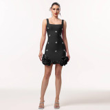 Sleeveless Hot Drill Mini Dress BY-7593