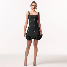Sleeveless Hot Drill Mini Dress BY-7593