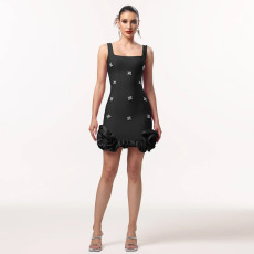 Sleeveless Hot Drill Mini Dress BY-7593