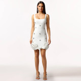 Sleeveless Hot Drill Mini Dress BY-7593