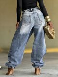 Plus Size Fashion Irregular Washed Loose Jeans GYLN-4901