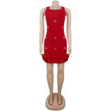 Sleeveless Hot Drill Mini Dress BY-7593