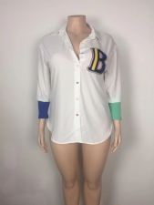 Plus Size Patchwork Embroidered Shirt GAWE-5579