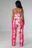 Plus Size Tie Dye Print Sling Bodysuit 2 Piece Pants Set GHXF-HX0319