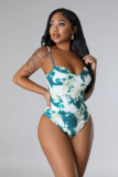 Plus Size Tie Dye Print Sling Bodysuit 2 Piece Pants Set GHXF-HX0319