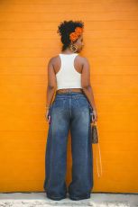 Plus Size Plaid Patchwork Straight Jean GYLN-7638