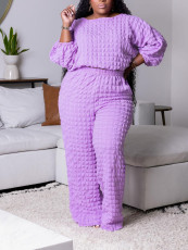 Plus Size Solid Color Loose Two Piece Pants Set GAWE-6264