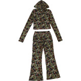 Camouflage Print Long Sleeve Hooded Pants Suit XEF-K25S89591