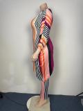 Plus Size Stripe Print Dress+Pants 2 Piece Set GAWE-5530