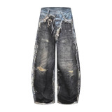 Plus Size Fashion Patchwork Loose Jeans GYLN-1173