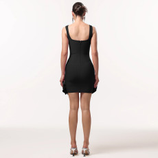 Sleeveless Hot Drill Mini Dress BY-7593