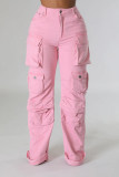 Plus Size Solid Color Multicolor Pockets Pants GHXF-HX0359