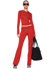 Letter Print Long Sleeve Hooded Two Piece Pants Set CH-25071