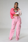Plus Size Solid Color Multicolor Pockets Pants GHXF-HX0359