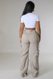 Plus Size Solid Color Multicolor Pockets Pants GHXF-HX0359