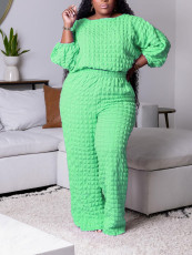 Plus Size Solid Color Loose Two Piece Pants Set GAWE-6264