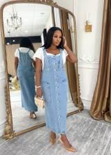 Plus Size Single-breasted Mid-length Denim Dress GYLN-5020