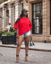 Plus Size Solid Color Loose Pullover T Shirt GYLN-38006