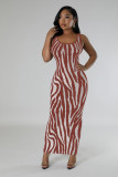 Zebra-Print Sleeveless Maxi Dress QHMD-3146