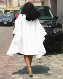 Plus Size Solid Color Loose Bat Sleeve Mini Dress QHMD-D3022