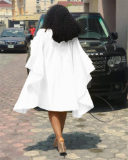 Plus Size Solid Color Loose Bat Sleeve Mini Dress QHMD-D3022
