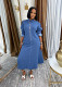 Plus Size Zipper Long Sleeve Washed Denim Long Dress GYLN-1301