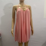 Solid Color Backless Sling Midi Dress GQLK-KG358