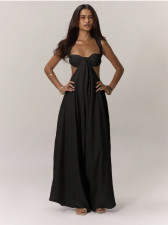 Solid Color Halterneck Tie Up Loose Jumpsuit GQLK-KG1173