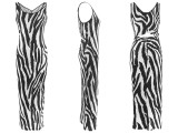 Zebra-Print Sleeveless Maxi Dress QHMD-3146