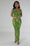 Zebra-Print Sleeveless Maxi Dress QHMD-3146