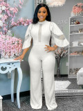 Plus Size Solid Color Half Sleeve Hollow Out Jumpsuit GQLK-KG359
