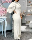 Plus Size Solid Color Half Sleeve Hollow Out Jumpsuit GQLK-KG359