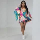 Plus Size Off Shoulder Print Bat Sleeve Mini Dress QYMF-3009