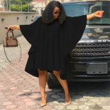 Plus Size Solid Color Loose Bat Sleeve Mini Dress QHMD-D3022