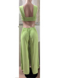 Solid Color Halterneck Tie Up Loose Jumpsuit GQLK-KG1173