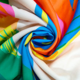 Plus Size Off Shoulder Print Bat Sleeve Mini Dress QHMD-3009