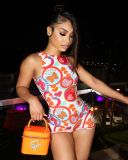 Butterfly Print Backless Sleeveless Romper GQLK-KG706