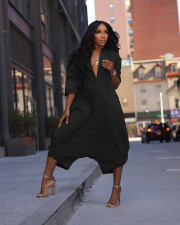 Plus Size Solid Color Loose Wide Leg Jumpsuit QYMF-3030