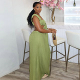 Solid Color Halterneck Tie Up Loose Jumpsuit GQLK-KG1173