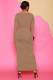 U Neck Long Sleeve Maxi Dress NIK-NK321