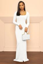 U Neck Long Sleeve Maxi Dress NIK-NK321