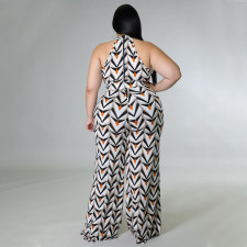 Plus Size Print Sleeevless Maxi Dress(With Belt) NNWF-3216