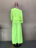 Plus Size Solid Color O Neck Two Piece Pants Set OLYF-6021
