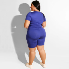 Plus Size Short Sleeve Shorts Two Piece Set OSIF-20705