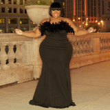 Plus Size Sexy Off-shoulder Slim Elegant Maxi Dress NNWF-7781