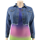 Plus Size Holes Washed Denim Short Coats OSIF-19465