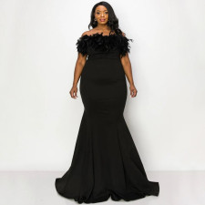 Plus Size Sexy Off-shoulder Slim Elegant Maxi Dress NNWF-7781