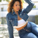Plus Size Holes Washed Denim Short Coats OSIF-19465