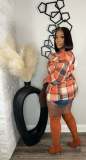Plaid Print Long Sleeve Coats OLYF-6159